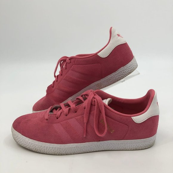 Adidas Kids Athletic Shoes in Pink/White, Size 4.5, Suede, Lightly Flawed - Picture 3 of 7